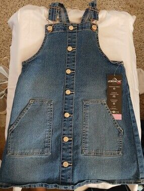 NWT-Jordache Girls Denim Jumper Overall Dress Size 6/6X